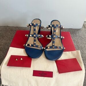 Valentino Garavani Blue Studded Sandals